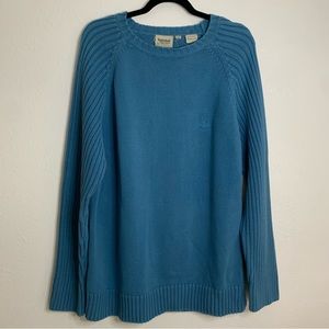 Vintage Timberland Chunky Slouchy Warm Grandpa Cabin Winter Blue Sweater Sz XXL